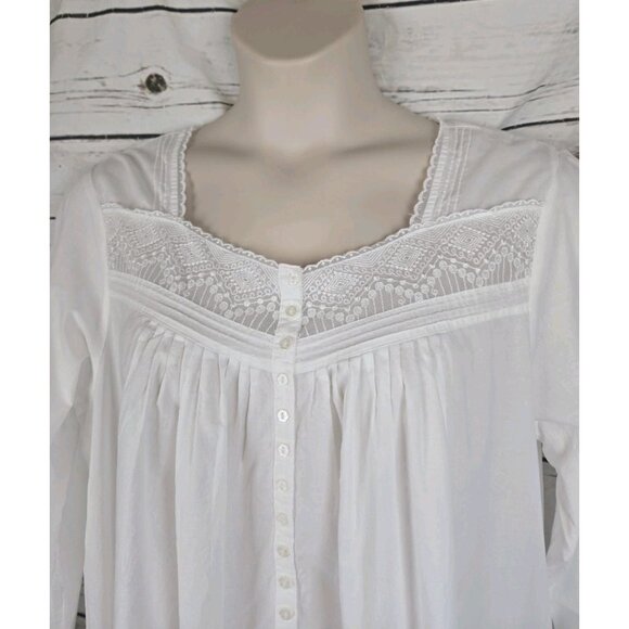 Eileen West Cotton Lawn Nightgown 3X Long Sleeve Embroidery Ruffle Cottagecore - Picture 3 of 8